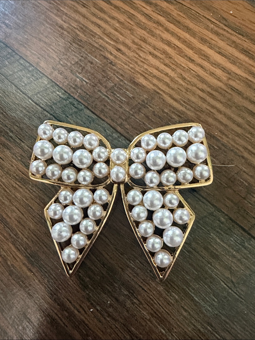 Stoney Clover Lane Gold Pearl Bow Brooch